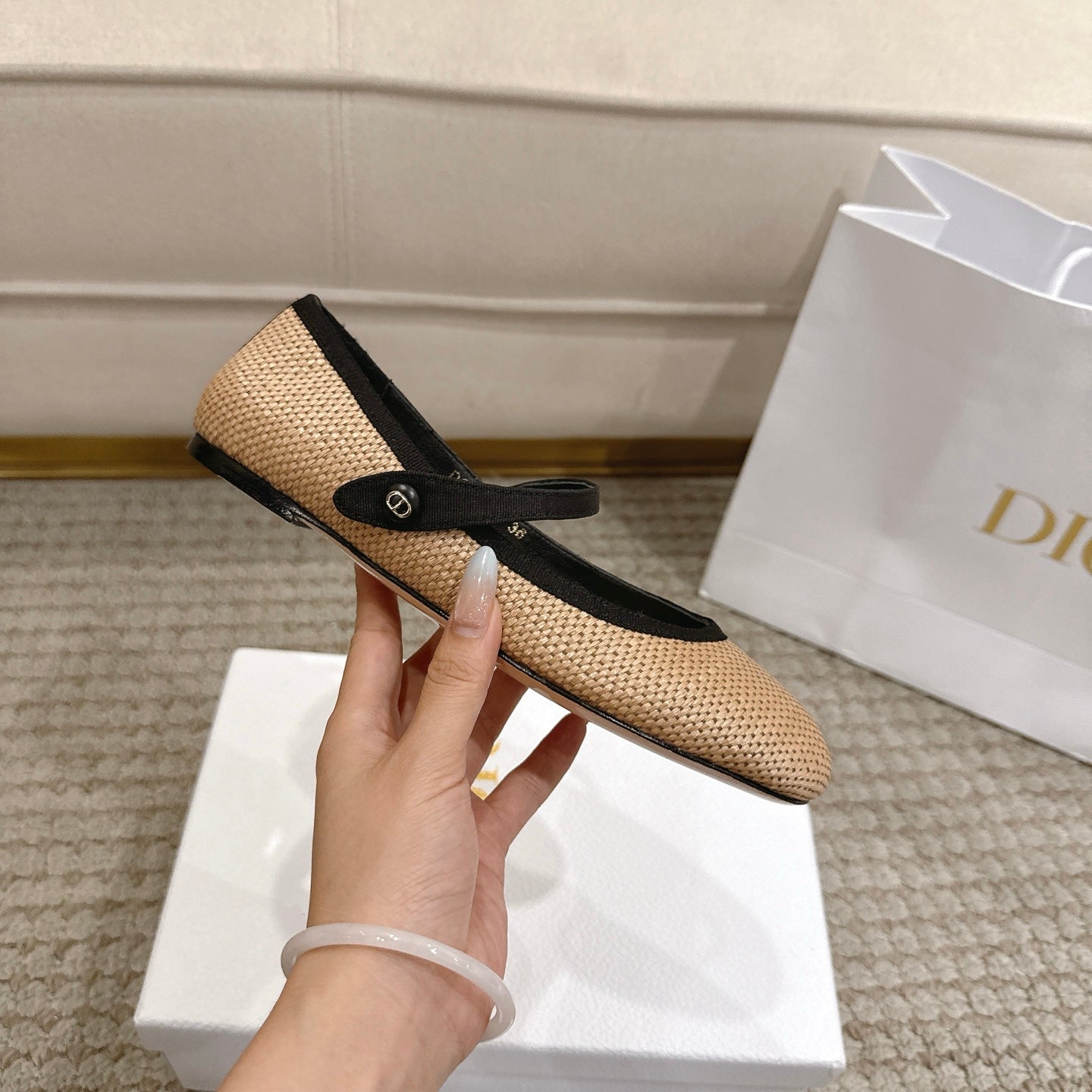 CD Lovely-D Ballet Flat Beige Technical Fabric 502331