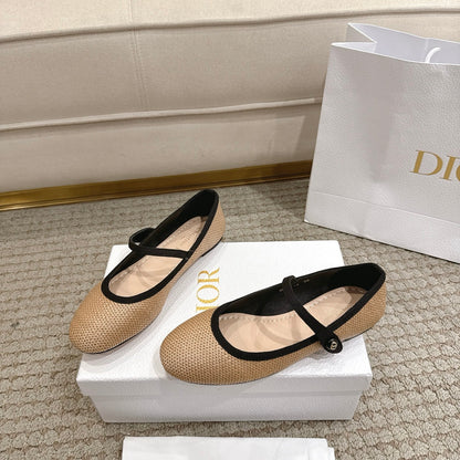 CD Lovely-D Ballet Flat Beige Technical Fabric 502331