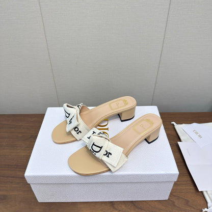 CD 26s J'Adior Chunky Heel 4.5cm Beige Canvas Lambskin 922451