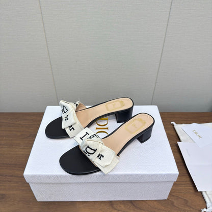 CD 26s J'Adior Chunky Heel 4.5cm Black Canvas Lambskin 922452