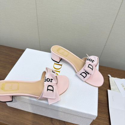 CD 26s J'Adior Chunky Heel 4.5cm Light Pink Canvas Lambskin 922454