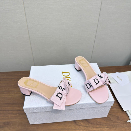 CD 26s J'Adior Chunky Heel 4.5cm Light Pink Canvas Lambskin 922454