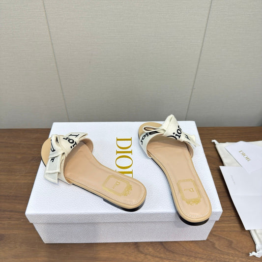 CD 26s J'Adior Slides Beige Canvas Lambskin 922455