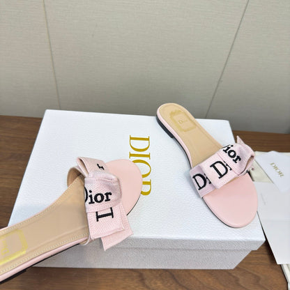 CD 26s J'Adior Slides Light Pink Canvas Lambskin 922458