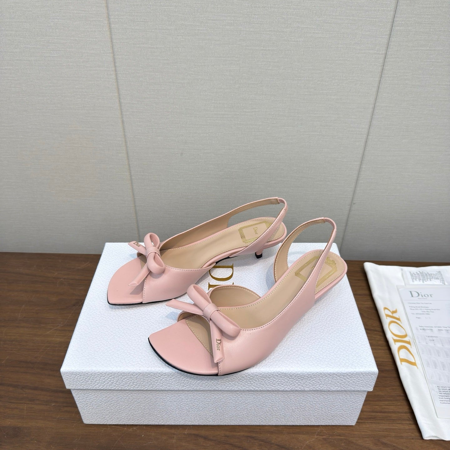 CD 26s Bow Heeled Slingback 3.5cm Light Pink Lambskin 922491