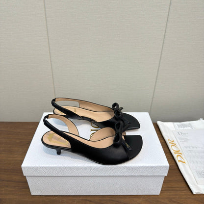 CD 26s Bow Heeled Slingback 3.5cm Black Lambskin 922492