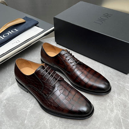 CD Timeless Derby Men’s Loafer Brown Crocodile-Embossed Pattern