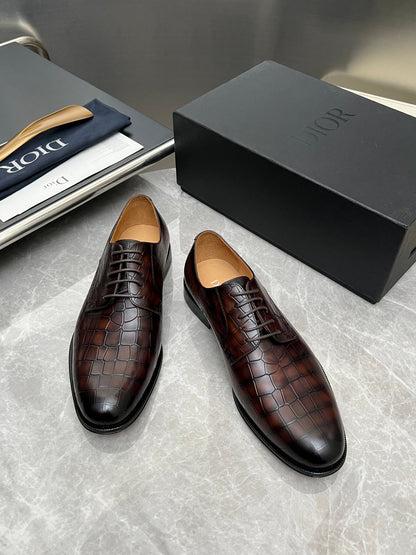 CD Timeless Derby Men’s Loafer Brown Crocodile-Embossed Pattern