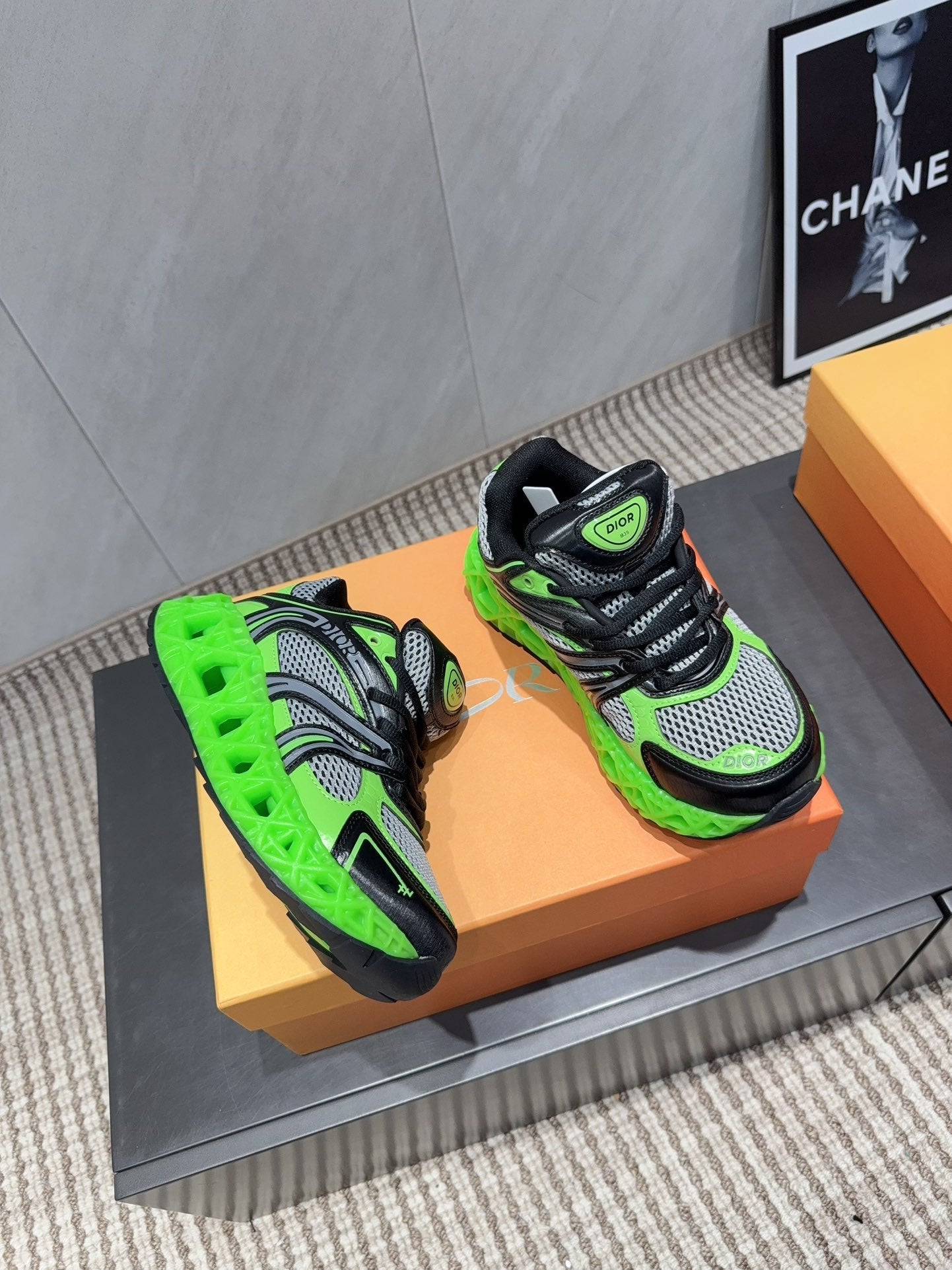 CD B35 NXXT Sneaker Black Green Rubber Mesh 614262