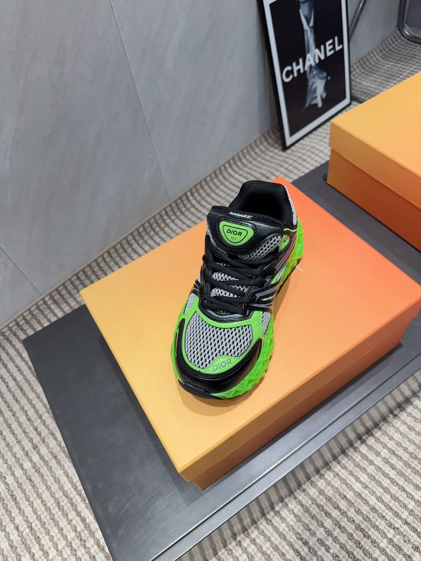 CD B35 NXXT Sneaker Black Green Rubber Mesh 614262