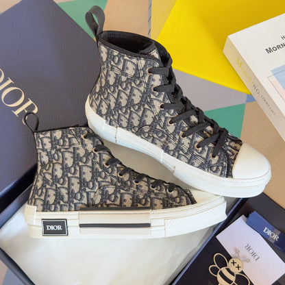 CD B23 High-Top Sneaker 35mm Black White Oblique Jacquard Fabric