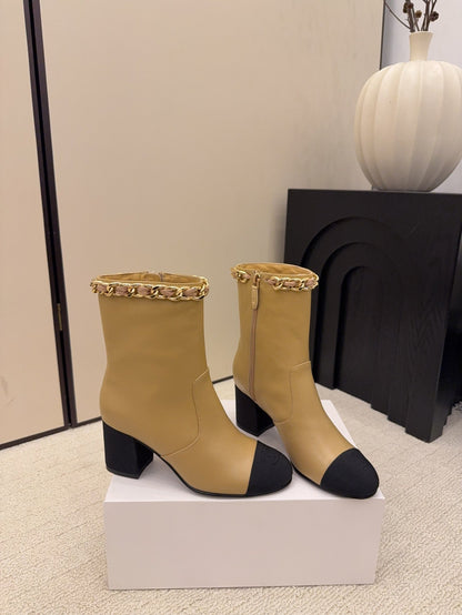 CC 26 Boot With Sock Detail Beige Cream Wool Leather 588841