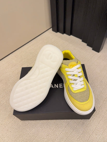 CC 26 Sneaker Yellow Tweed Fabric and Suede 589082