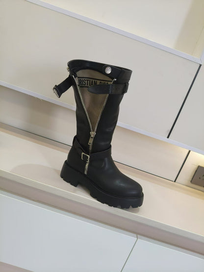 CD D-Major Boots Buckle Straps Black Leather 939041