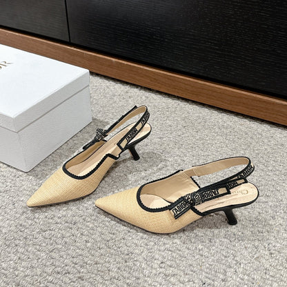 cd slingback 65 beige raffia lambskin