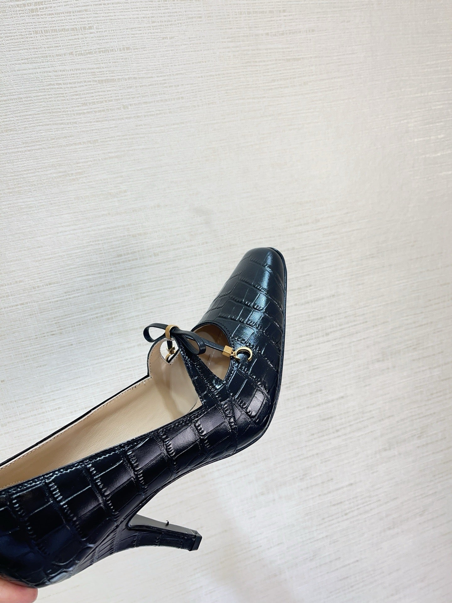 CD Miss Muse Pump Black Crocodile Printed Calfskin 820065