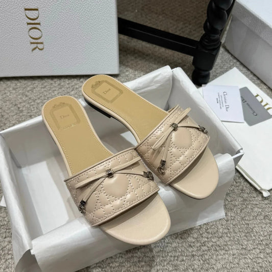 Dior 2026 Cannage Heeled Slide Sandal 1.5cm Sheepskin 932161