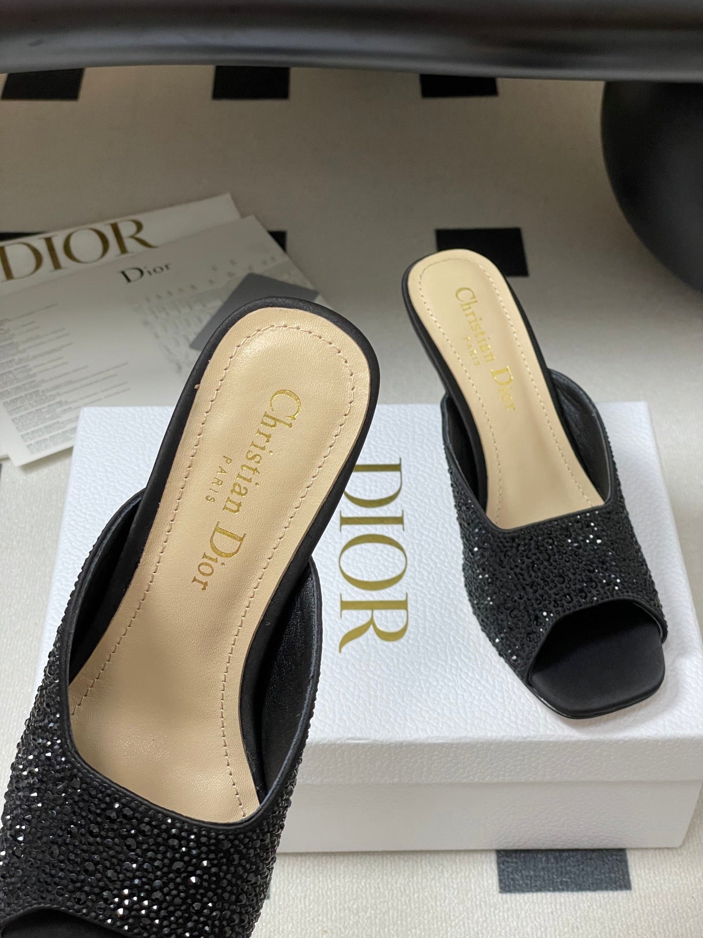 CD Tribales Heeled Black 8cm Black Zirconia Satin 676353