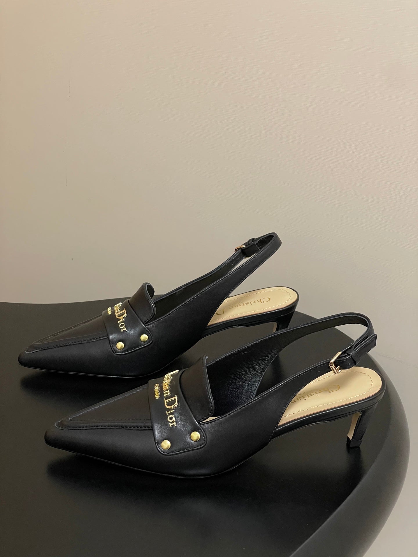 CD Boy Slingback Pump 50mm Black Sheepskin 525834