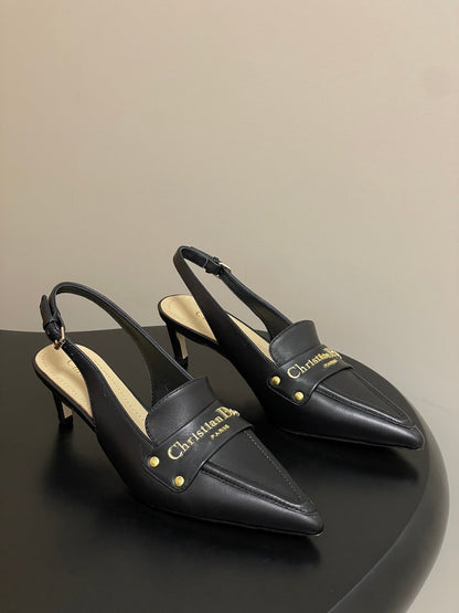 CD Boy Slingback Pump 50mm Black Sheepskin 525834