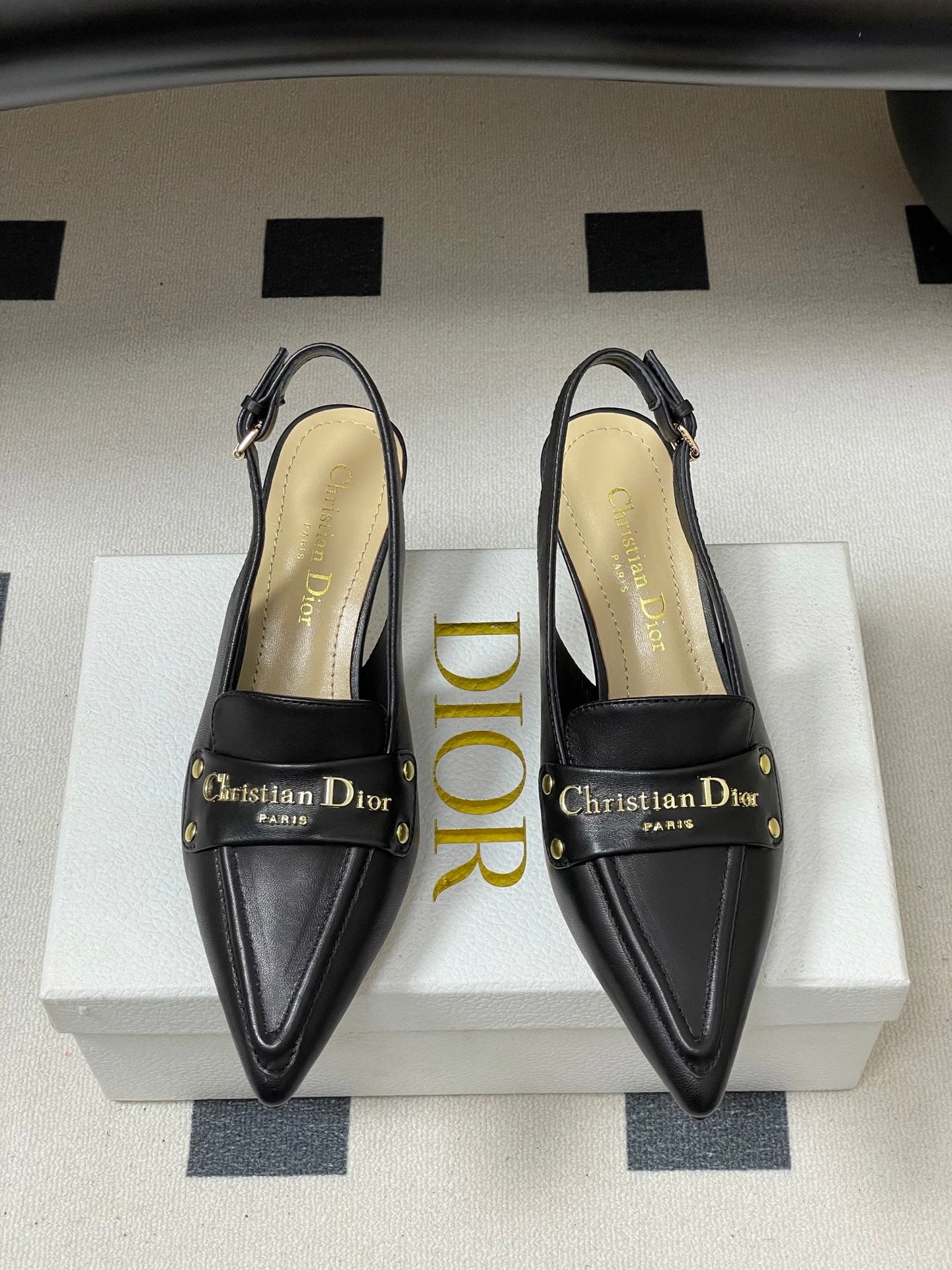CD Boy Slingback Pump 50mm Black Sheepskin 525834