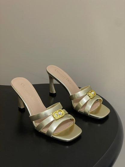 CD 26 High-Heeled Sandals 80mm Gold Metallic Cowhide 632584