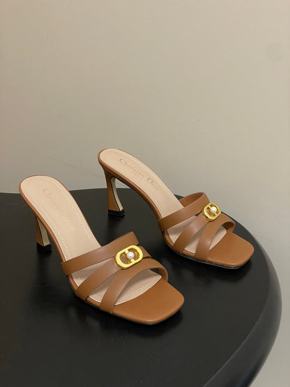 CD 26 High-Heeled Sandals 80mm Camel Cowhide 632587