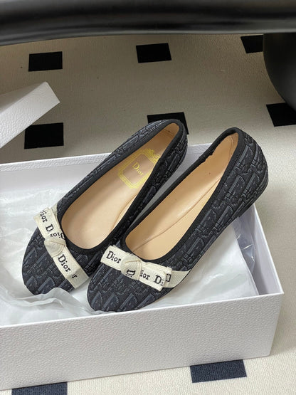 CD J'Adior Ballet Flat Black Cotton 834925