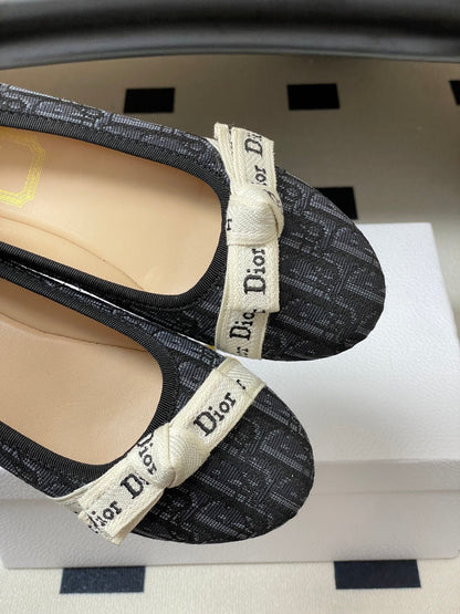 CD J'Adior Ballet Flat Black Cotton 834925