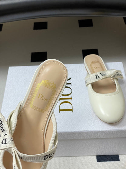 CD J'Adior Mules Cream Beige Leather 834935
