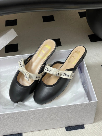 CD J'Adior Mules Black Beige Leather 834936