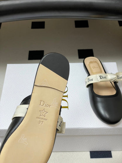 CD J'Adior Mules Black Beige Leather 834936