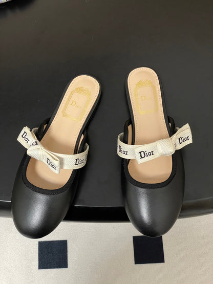 CD J'Adior Mules Black Beige Leather 834936