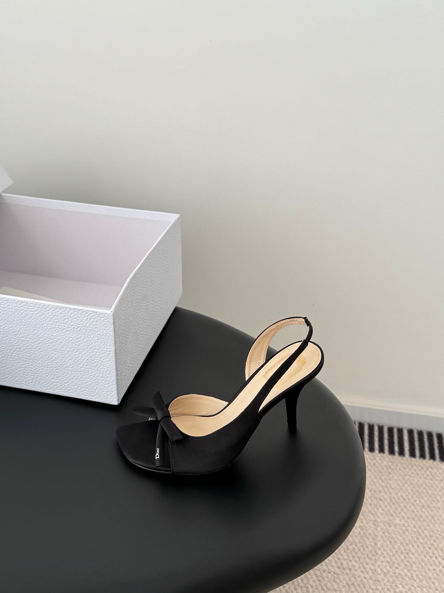 CD SS26 Mary Jane Sandals 8.5cm Beige Black Silk 605816