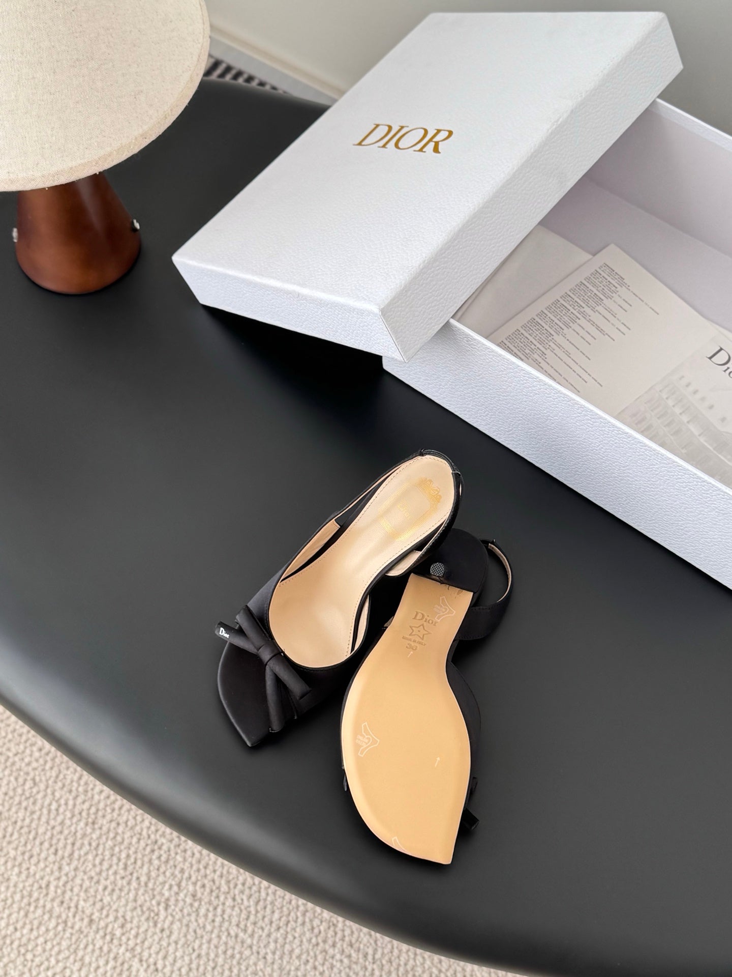 CD SS26 Mary Jane Sandals 8.5cm Beige Black Silk 605816