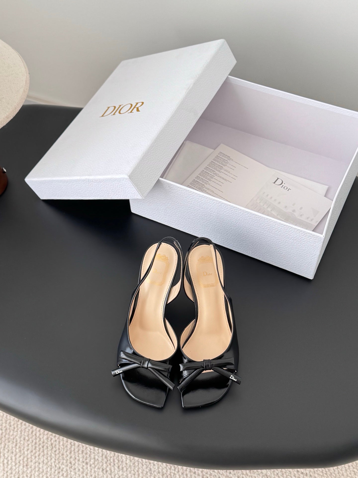 CD SS26 Mary Jane Sandals 8.5cm Beige Black Sheepskin 605818