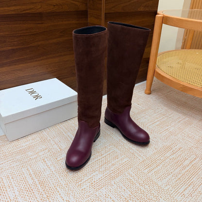 CD 26s Riding Boots Burgundy Suede Leather 973975