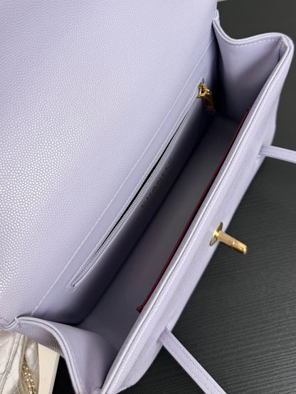 Chanel 2026 Preppy Coco Shoulder Bag Purple Caviar Leather Gold Hardware