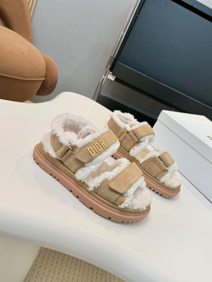 CD Dioract Sandal Beige Suede Wool 529373