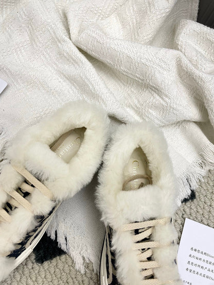 CD Walk'n Dior Platform Sneaker Black Beige Oblique Motif Fabric Wool
