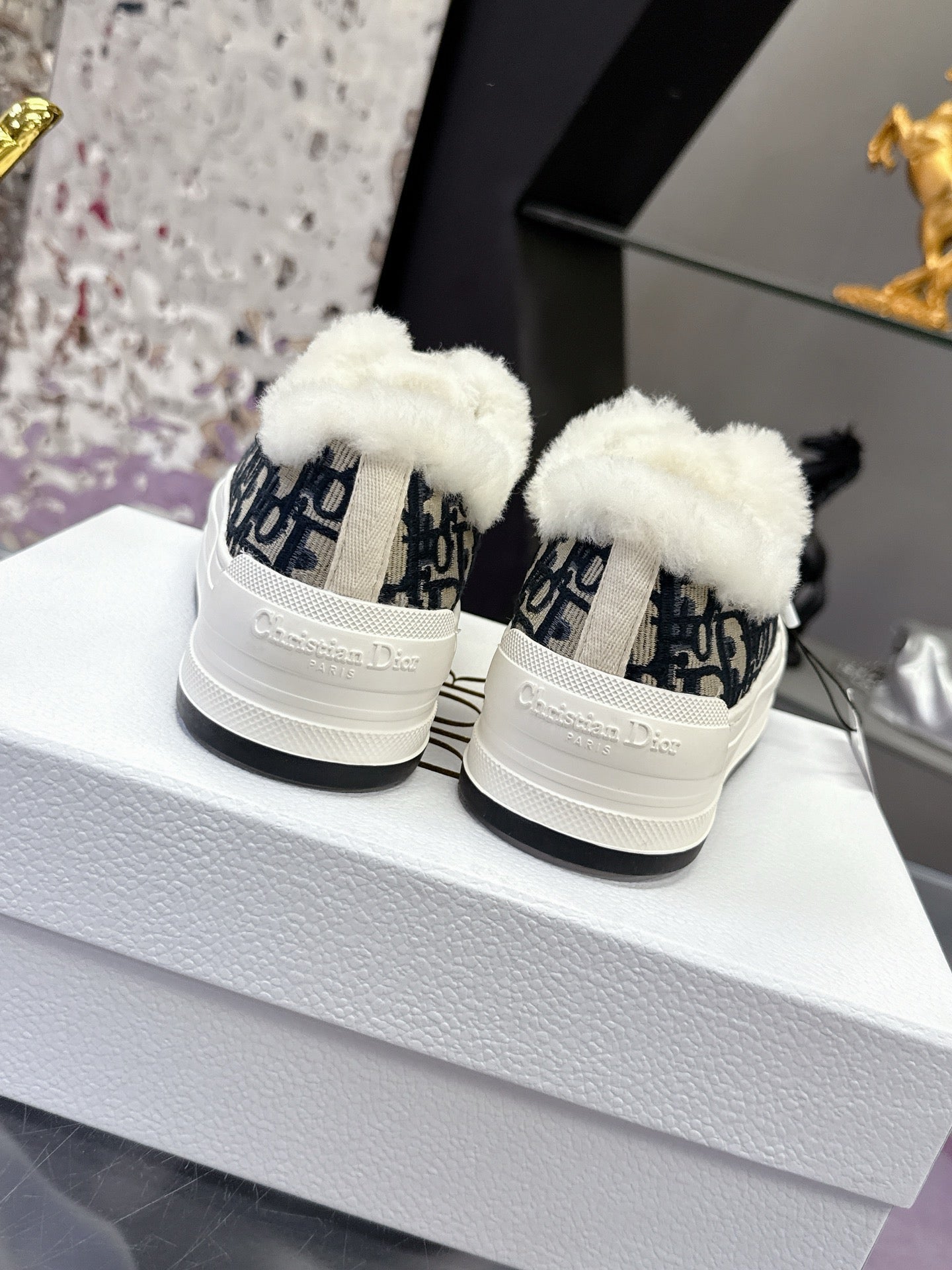 Dior 2025 Walk'n'Dior Platform Sneaker Deep Blue mix White Wool Canvas