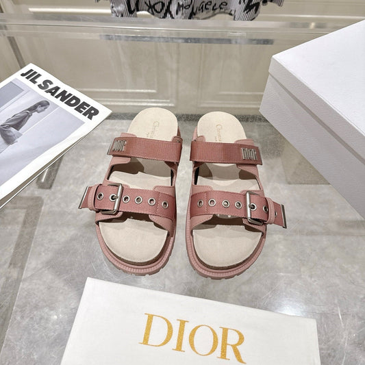CD 26s Double-Strap Slide Sandals Pink Calfskin 919014