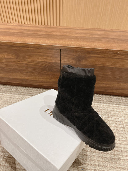 CD Ankle Boots Black Fleece And Windbreaker Fabric