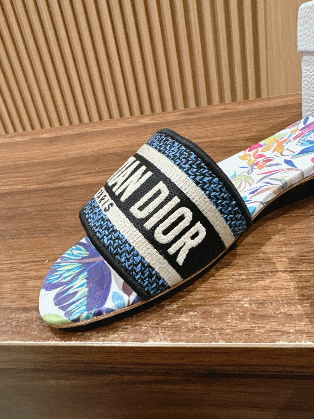 CD 26s Slide Sandals In Multicolor Butterfly Print Logo Strap