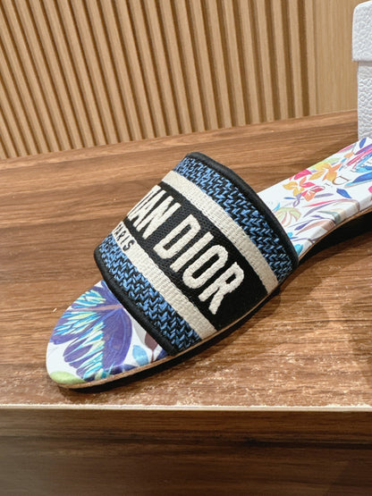 CD 26s Slide Sandals In Multicolor Butterfly Print Logo Strap