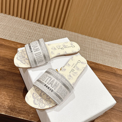 CD 26s Slide Sandals In Grey Butterfly Print Logo