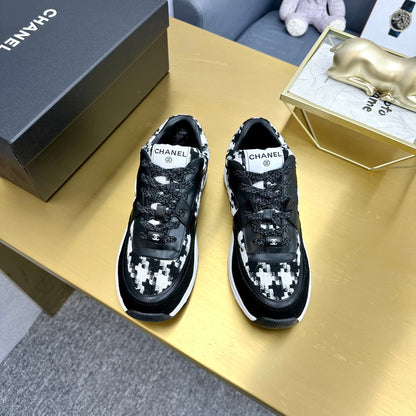 CC 2026 Casual Sneakers Black White Suede Tweed 668058