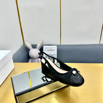 CD Ballet Slingback Pump 35MM In Black Quilted Calfskin 111035