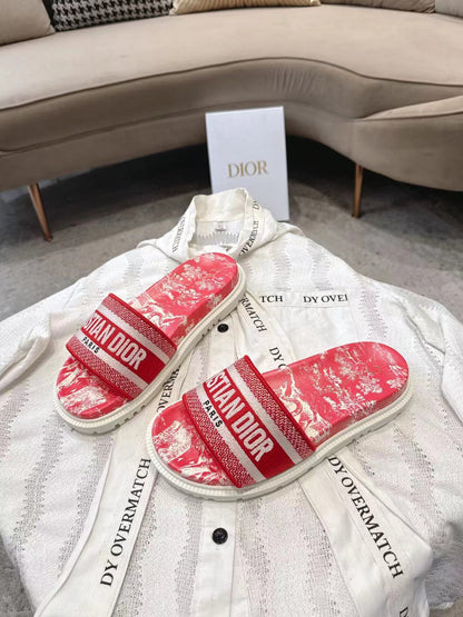 CD 26s Platform Sandals Red Leather Fabric 944470