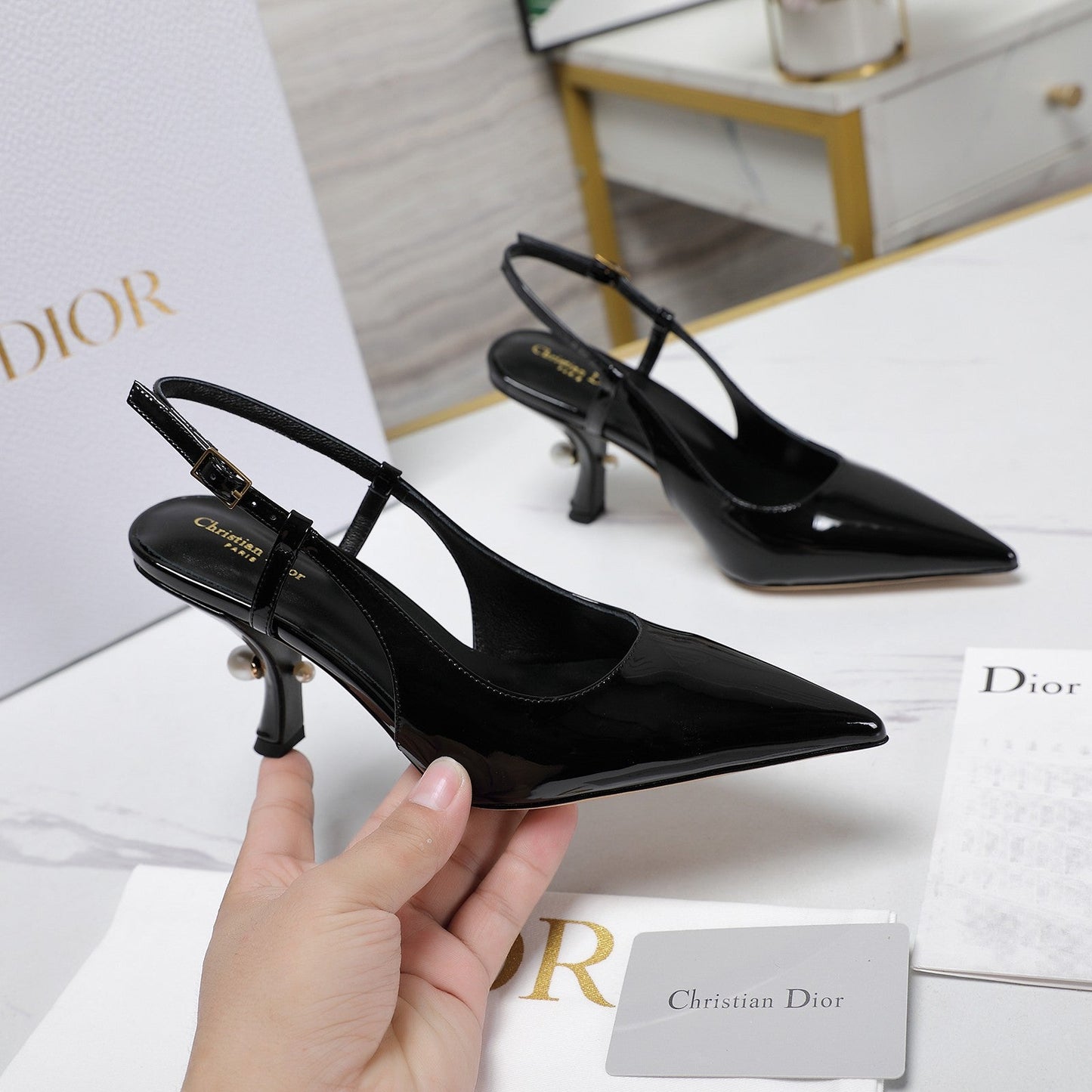 CD Tribales Slingback Pump Glossy Black Cowhide